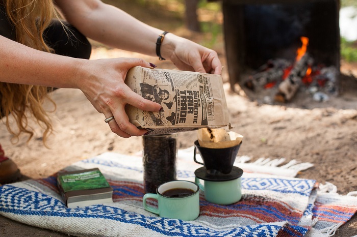 Organic coffee brewed while camping. Coffee is also good in our spice rub. 