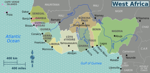 A map of the countries of West Africa