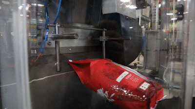 Coffee being filled with nitrogen during the packaging process.